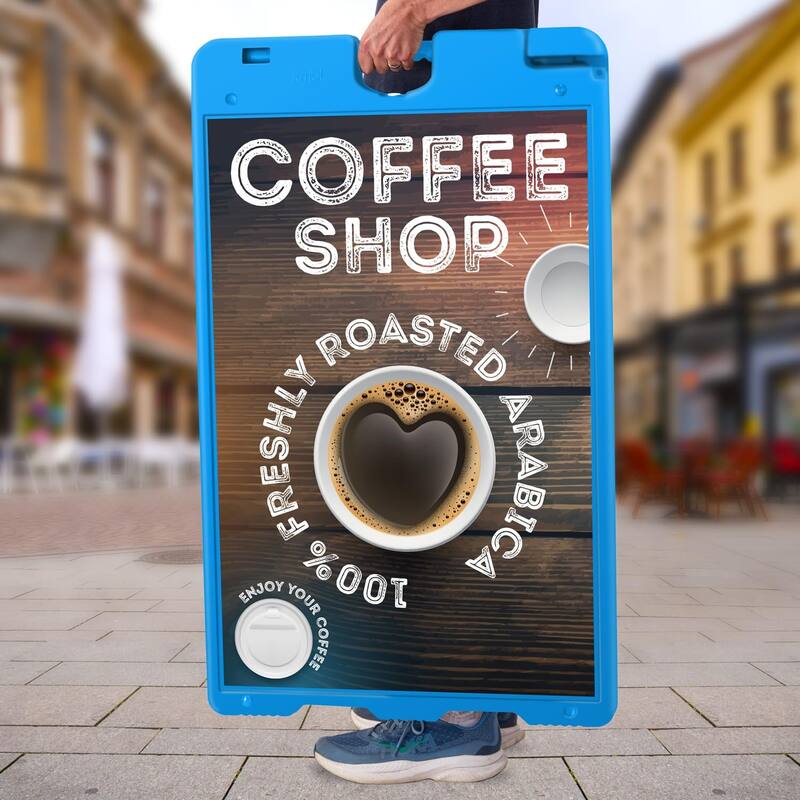 Jumbl A Frame Sandwich Board – 24 x 36” Display Sidewalk Sign with PVC Sign Protector (Blue)