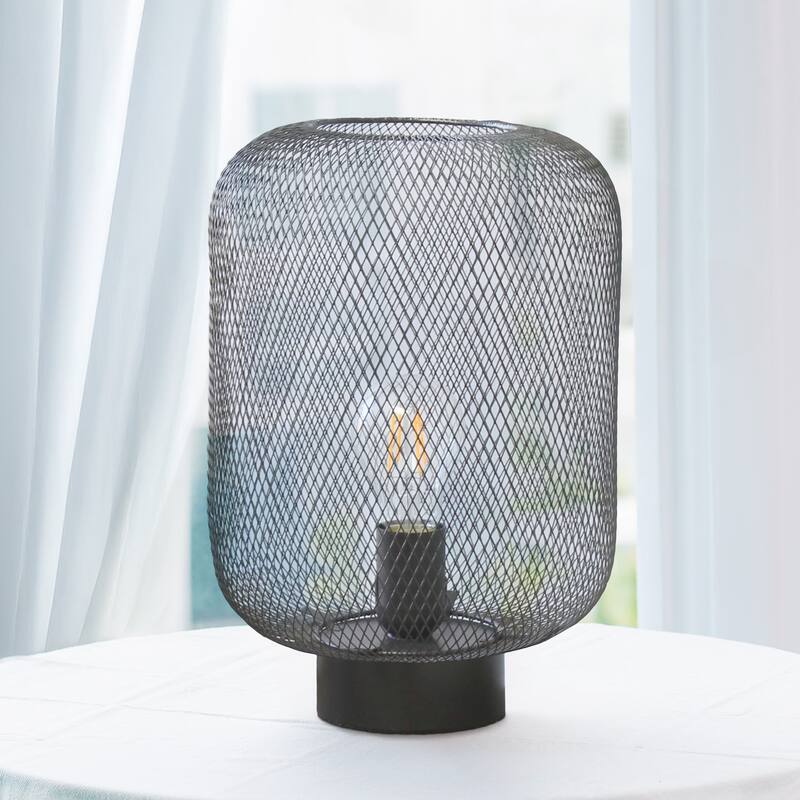 Metal Mesh Wire Table Lamp - 11.75" - Black