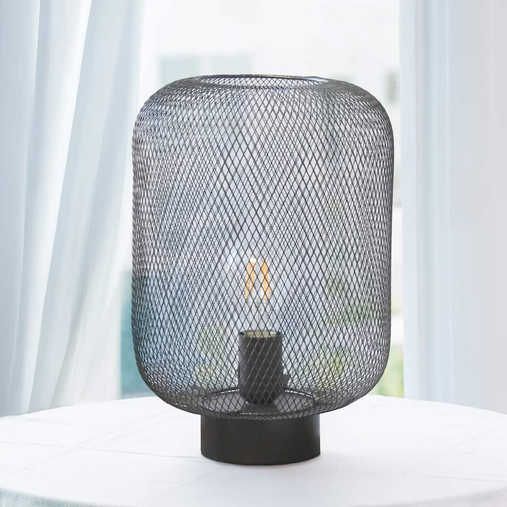 Metal Mesh Wire Table Lamp - 11.75" - Black