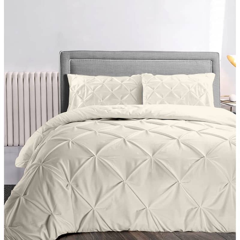 Organic Cotton 300 TC GOTS Certified 8 Internal Ties Fair Trade Pintuck Duvet Set