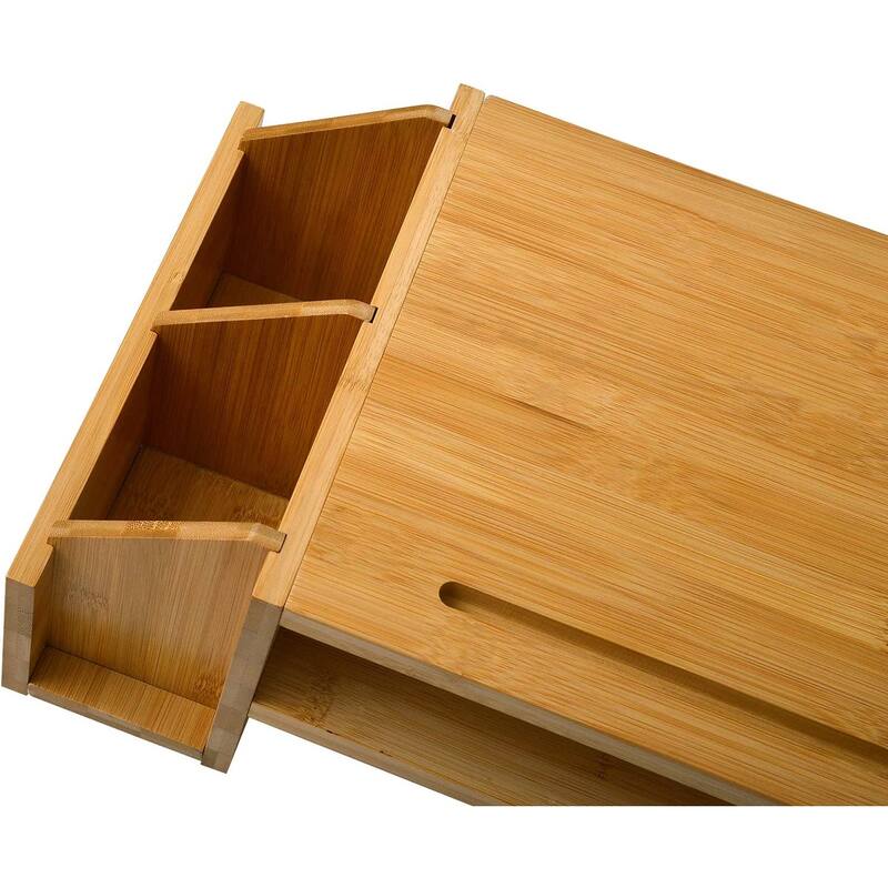 Wood Computer Monitor Stand Desktop Organizer with Drawer