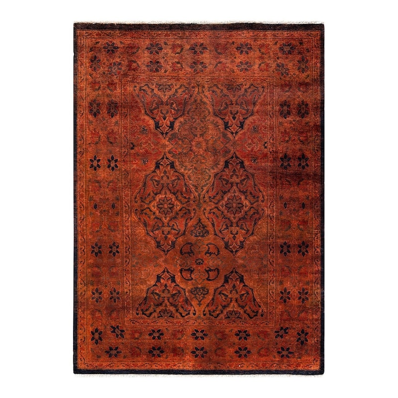Fine Vibrance, One-of-a-Kind Hand-Knotted Area Rug - Black, 4' 2" x 5' 9" - 4' 2" x 5' 9"