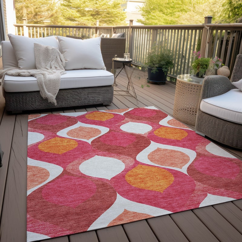 Machine Washable Indoor/ Outdoor Chantille Geo Contemporary Rug