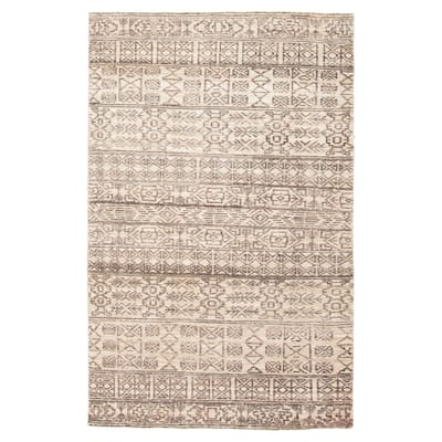 ECARPETGALLERY Hand-knotted Tangier Grey Wool Rug - 4'11 x 7'10