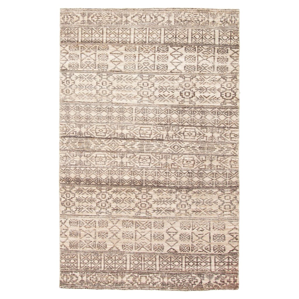 ECARPETGALLERY Hand-knotted Tangier Grey Wool Rug - 4'11 x 7'10