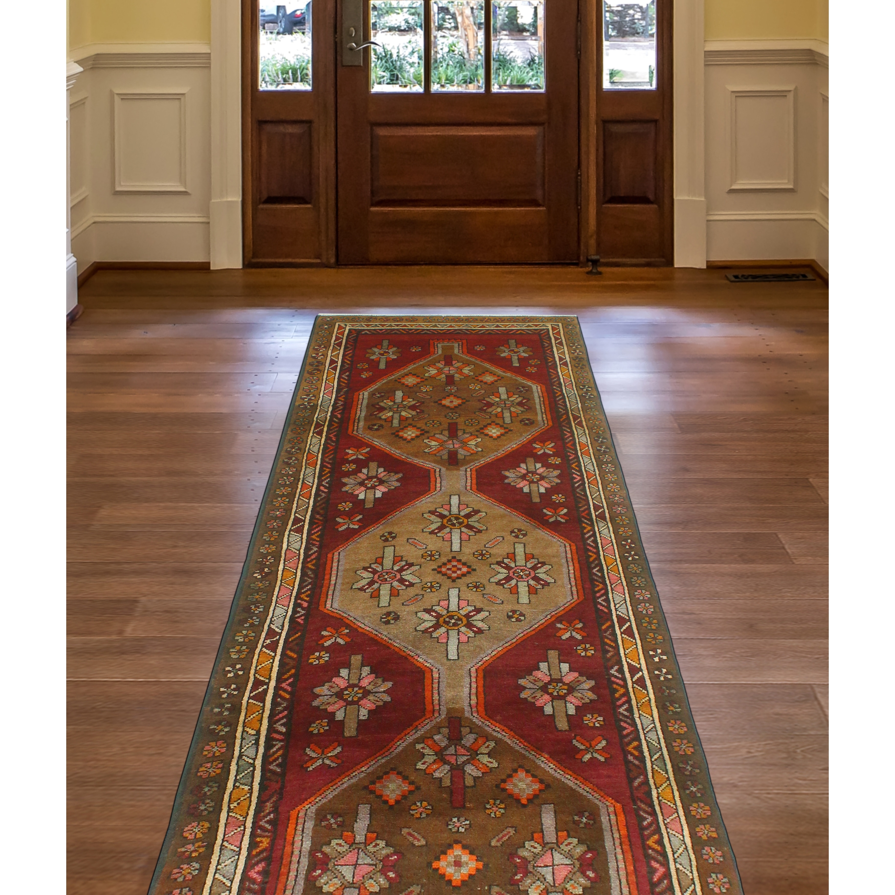 Fine Vintage Distressed Ladan Burgundy/Brown Runner - 3'8