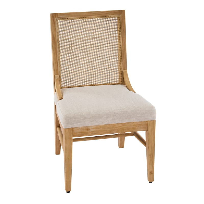 Christopher Knight Home - Upholstered Modern Fabric Chair with Cane Back and Rubber Wood Legs (Set of 2)