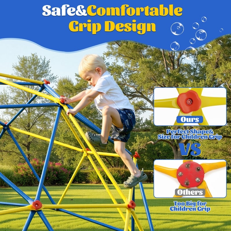 10FT Geometric Climbing Dome Climber Playground for Kids 3-10, Climbing Toys for Kids - N/A