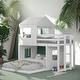 preview thumbnail 15 of 24, Twin Over Full House Bunk Bed with Ladder and Guardrails White