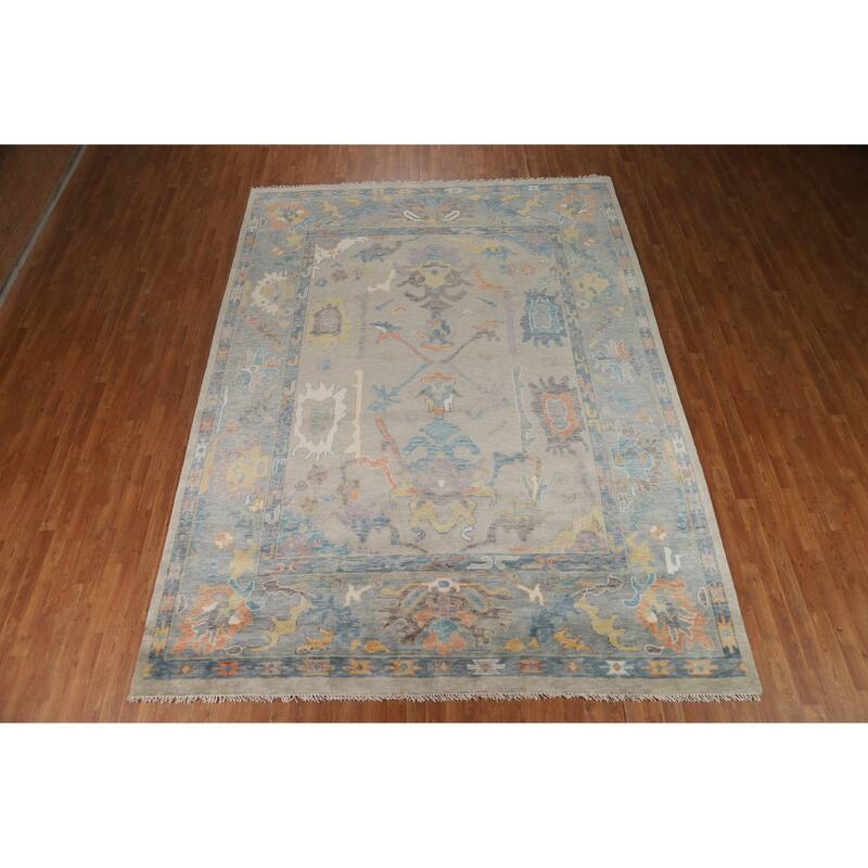 Hand Knotted Oriental 100% Wool Carpet Transitional All-Over Beige & Ivories Oushak Area Rug - 12' 3'' X 9' 1''
