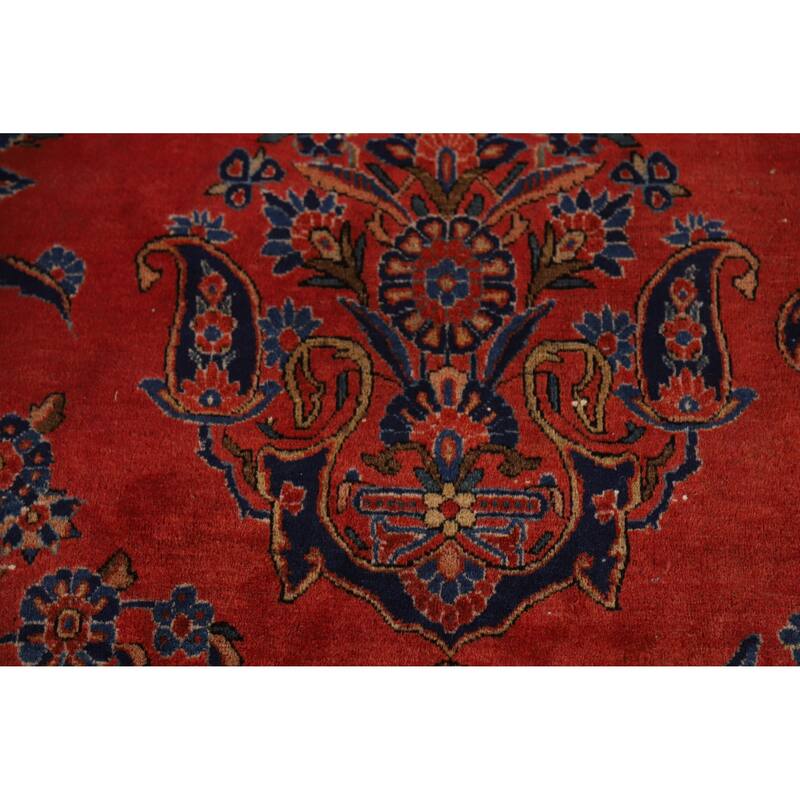Hand Knotted Oriental 100% Wool Carpet Traditional All-Over Oranges & Rust Kashan Area Rug - 13' 11'' X 10' 0''