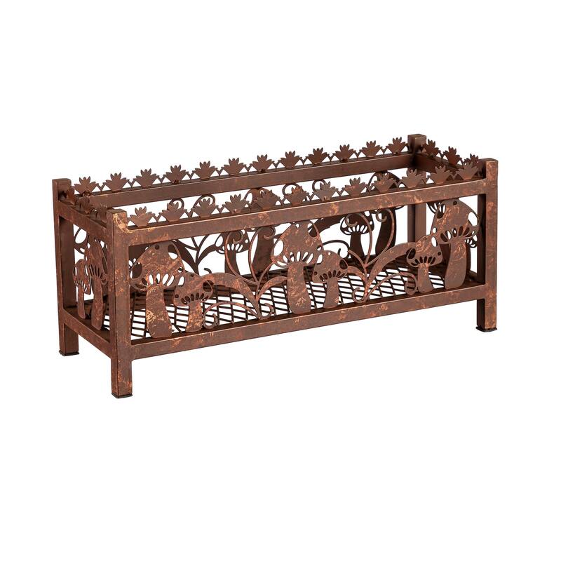 13" Rustic Finish Laser Cut Mushroom Planter