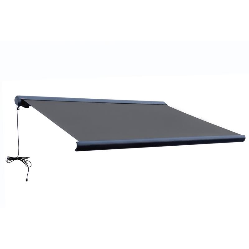 Italian Series Full Cassette Motorized Patio Awning with App + Remote - Grigio (Gray) - 12 x 10 ft