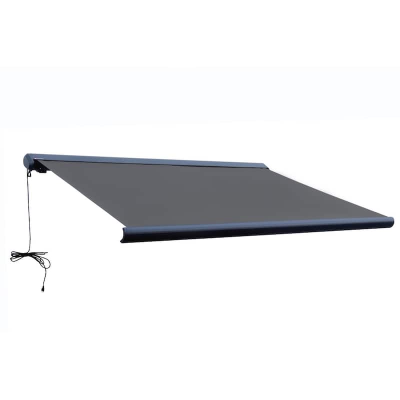 Italian Series Full Cassette Motorized Patio Awning with App + Remote - Grigio (Gray) - 14 x 10 ft