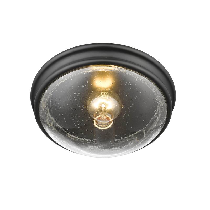 Millennium Lighting 1 Light Metal Flush Mount Ceiling With Clear Seeded Glass Shades - Matte Black