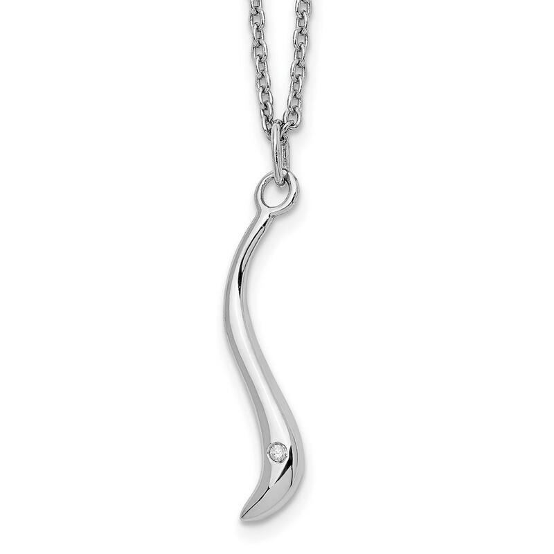 Curata 925 Sterling Silver Polished Gift Boxed Rhodium plated Lobster Claw Closure White Ice Swirl Diamond Pendant Necklace 18 I