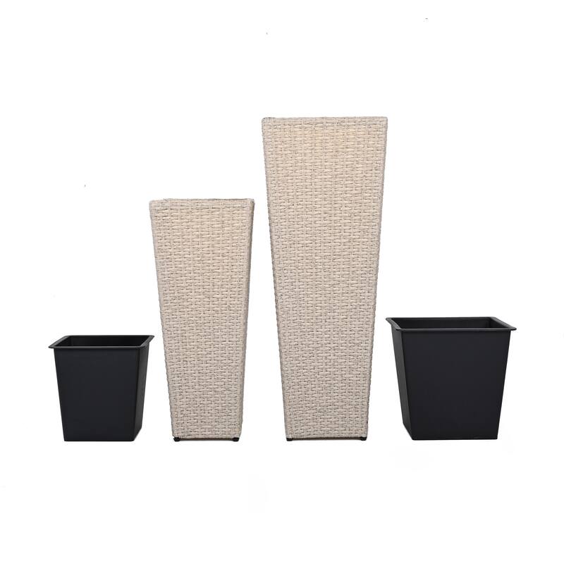 Everest Outdoor Wicker Flower Pot Plant Stand(Set of 2) by Christopher Knight Home