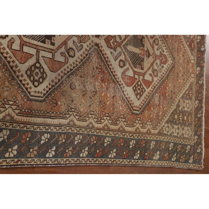 Orange Bakhtiari Persian Vintage Area Rug Hand-Knotted Wool Carpet - 5'1"x 9'10"