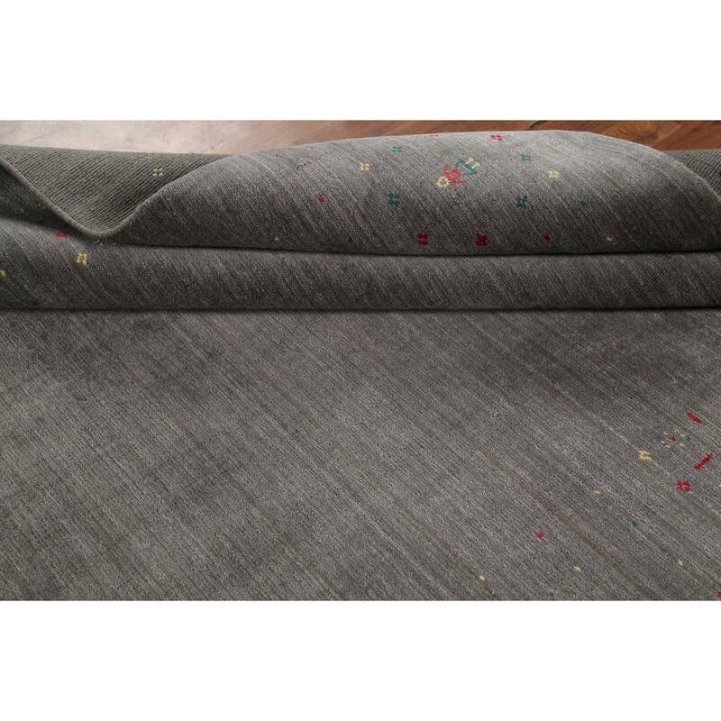 Tribal Gray Gabbeh Oriental Area Rug Hand-Knotted Wool Carpet - 6'1"x 8'6"