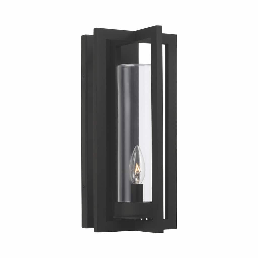 Kent Black Outdoor Wall Lantern w/ Clear Glass