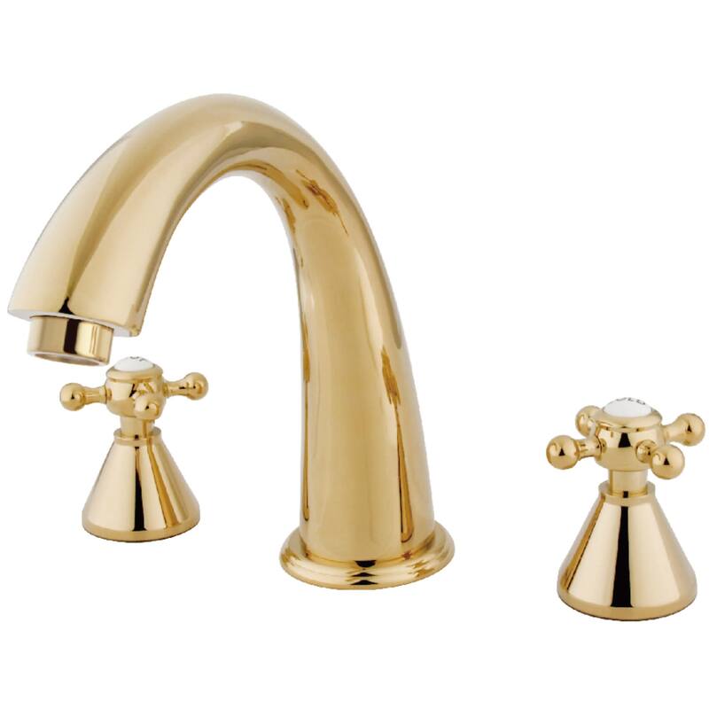 Kingston Brass Widespread Deck Mounted Roman Tub Filler with Metal - Polished Brass