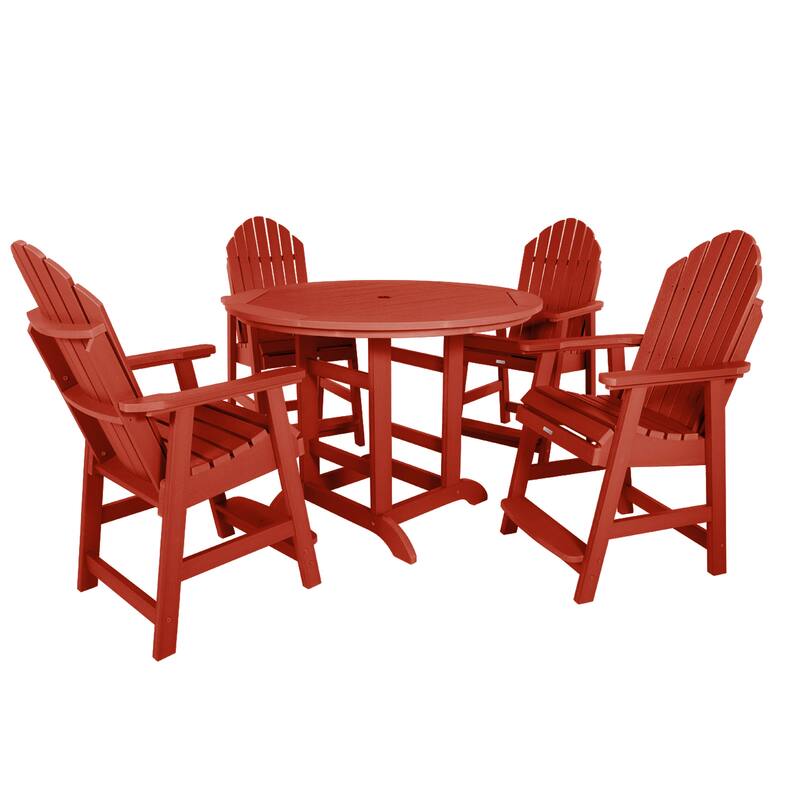 Hamilton 5-Piece Outdoor Counter Height Dining Set - 48" Round Table - Rustic Red