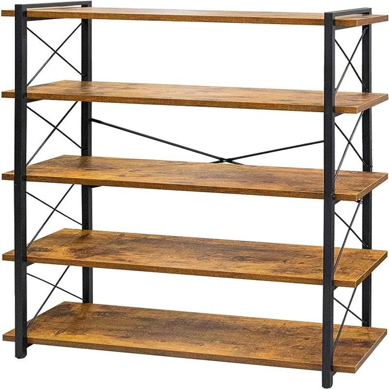 Bookshelf - 12"D x 35"W x 65.35"H - Rustic Brown