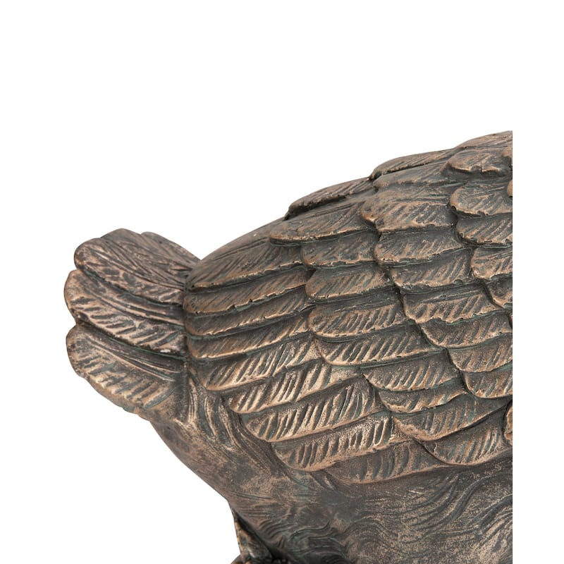 Glitzhome 20"H MGO Faux Bronze / White Goose Garden Statue