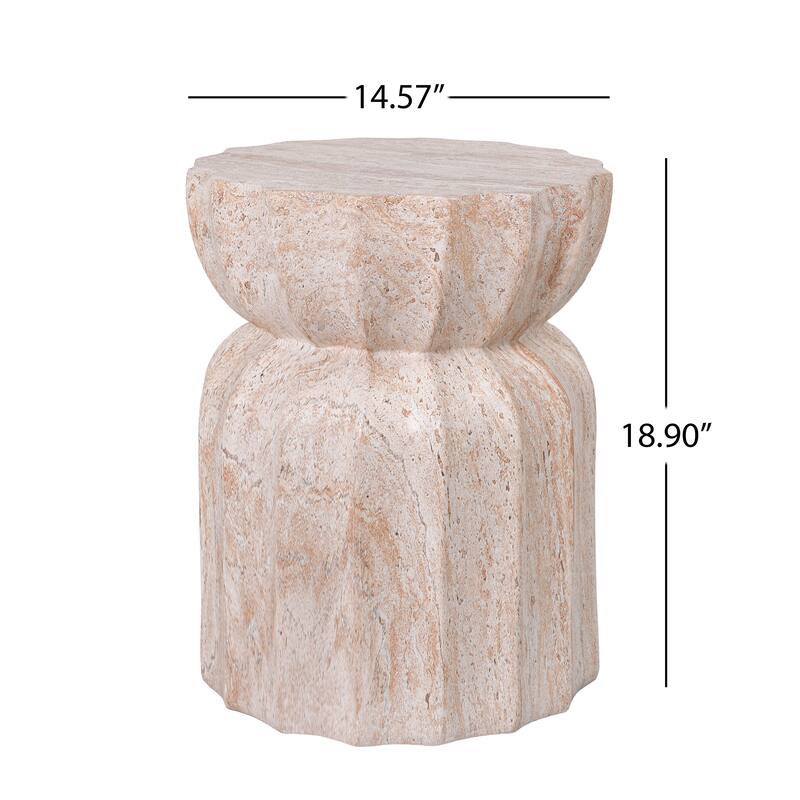 Christopher Knight Home - Modern Outdoor Lightweight Concrete Accent Side Table with Fluted Sculptural Hourglass Design