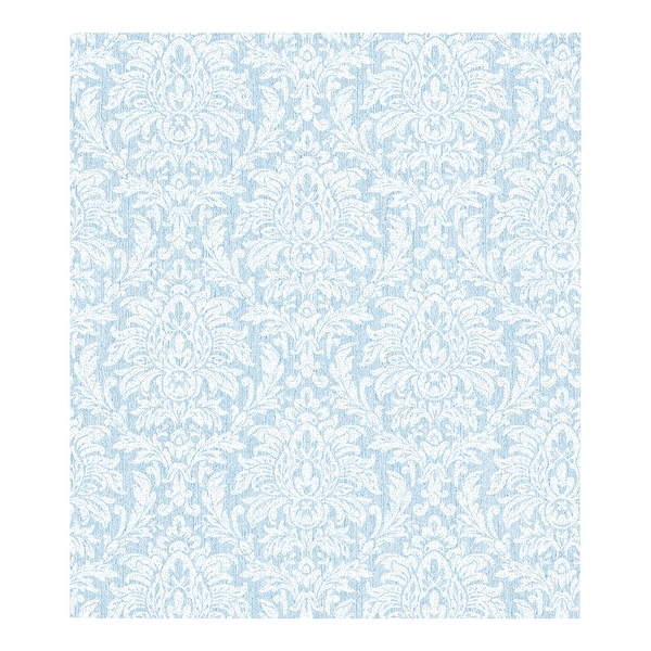 Angela Blue Transparent Damask Wallpaper - 324in x 27in 0.25in. Opens flyout.