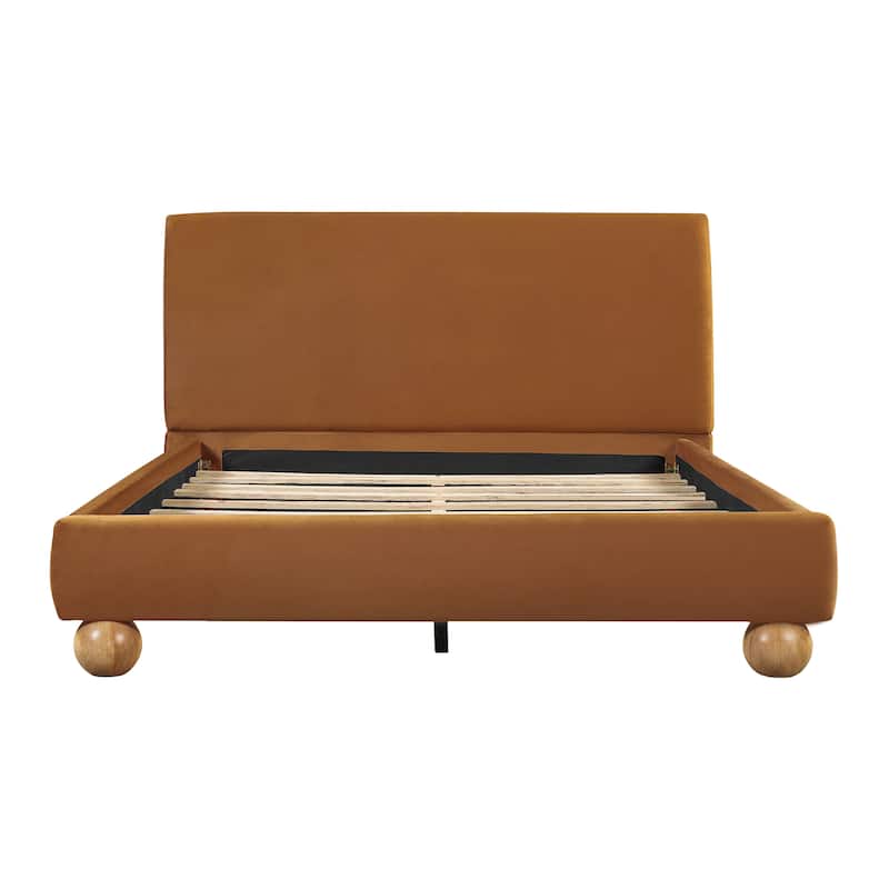 Christopher Knight Home - Modern Boucle Upholstered Platform Bed with Thick Headboard and Solid Wood Legs