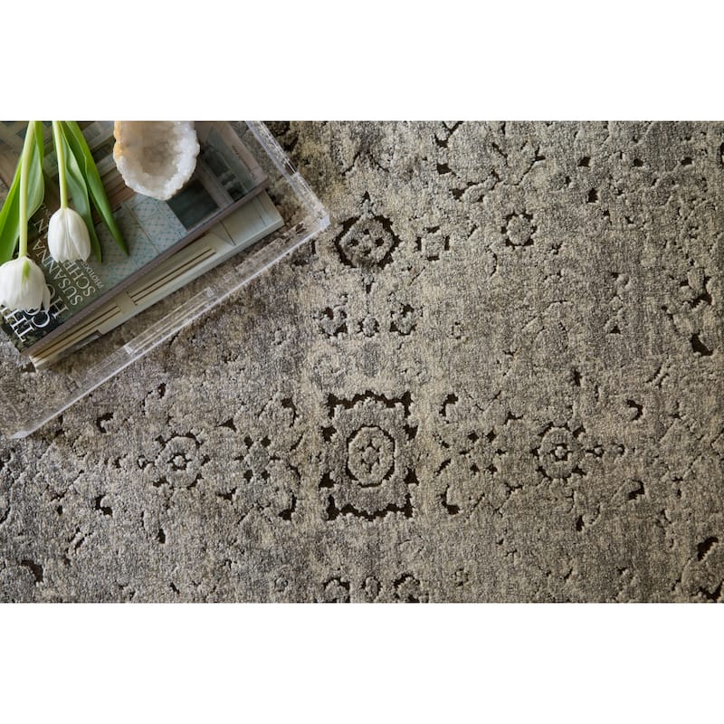 Alexander Home Carissa Distressed Floral Border Area Rug