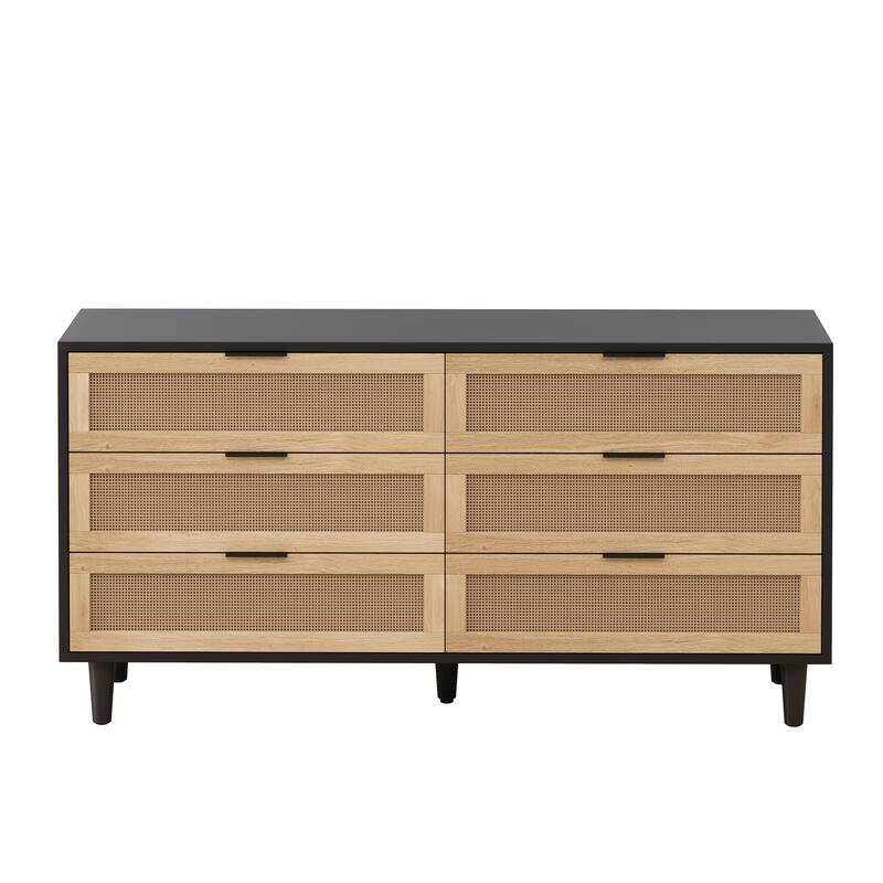 6 Drawers Rattan Dresser Rattan Drawer, Bedroom,Living Room