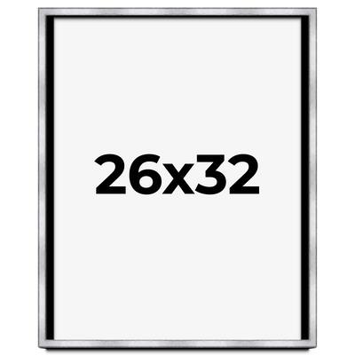 26x32 Shadow Box Frame Silver | 1.375 Inches Deep Real Wood