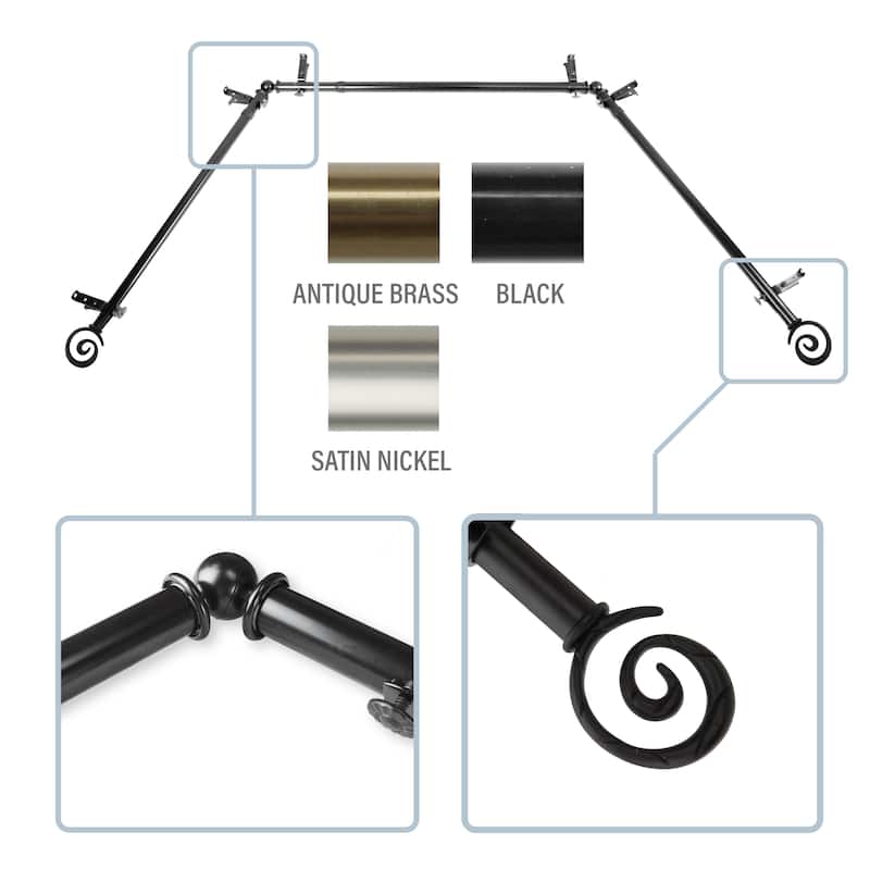 InStyleDesign Radial 13/16" Bay curtain rod 20"-36", 38"-72"