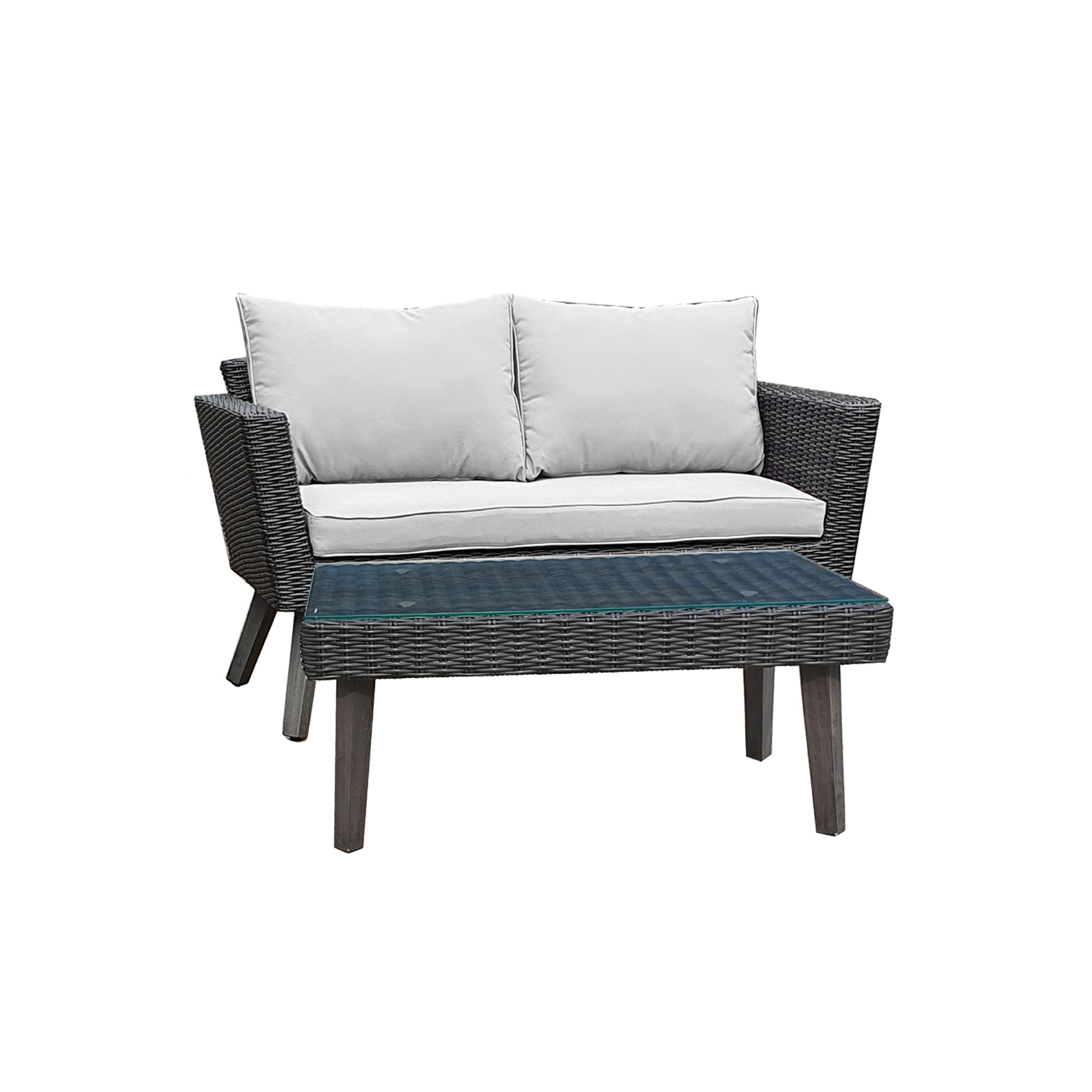 Katko 2 Piece Wicker Outdoor Patio Sofa and Table Seating Set With