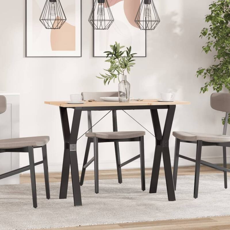 vidaXL Dining Table O-Frame Side Accent Coffee Table Solid Wood Pine and Steel