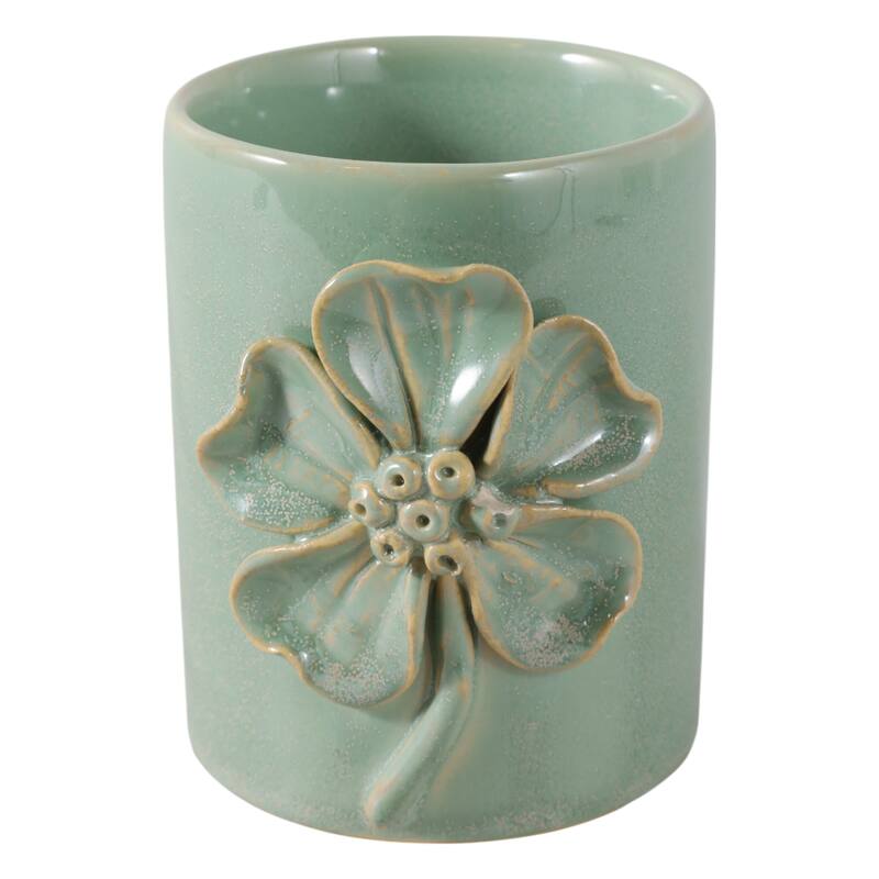 Ceramic Cute Pencil Cup Decorative Flower Office Desk Accessory