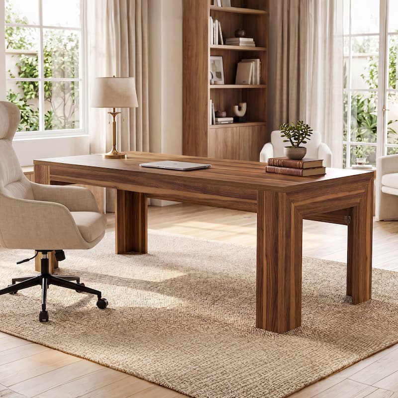 Modern Executive Desk with Large Tabletop, 63-Inch Office Desk, Computer Desk, Long Workstation for Home Office