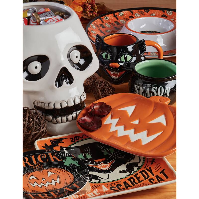 Certified International Scaredy Cat 8.5-inch Dessert/Salad Plates, Set of 4 Assorted Designs - 8.5" x 8.5" x 0.75"