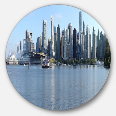Designart 'Vancouver BC Skyline Panorama' Cityscape Photo Circle Wall Art