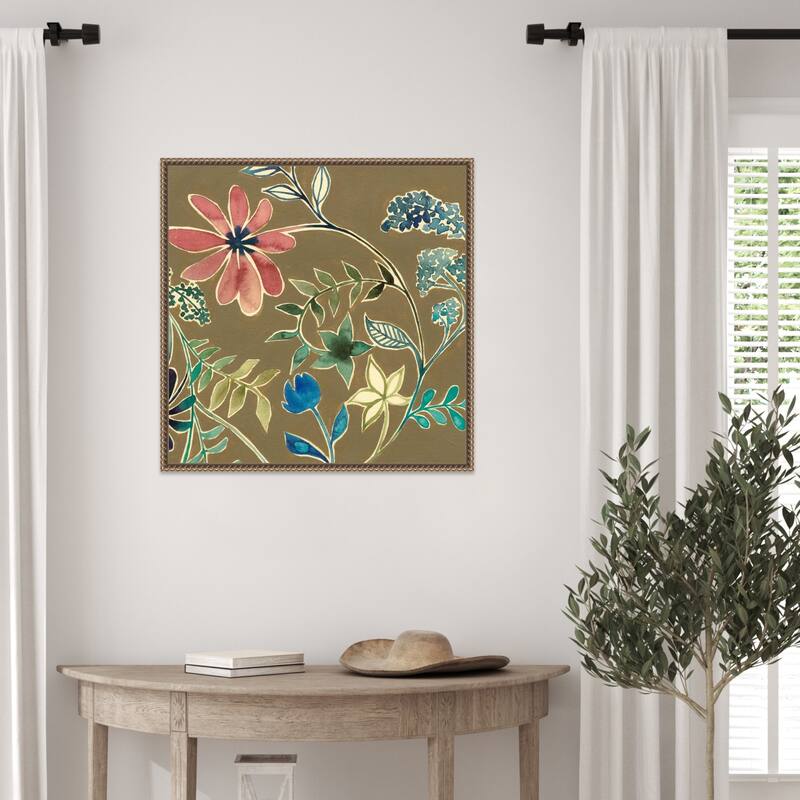 Flower Garland No. 1 by Grace Popp (22 x 22 in.), Framed Canvas Wall Art Print