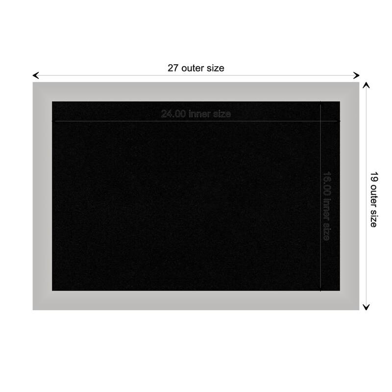Low Luster Silver Wood Framed Black Corkboard Bulletin Board - Board Size 24x16