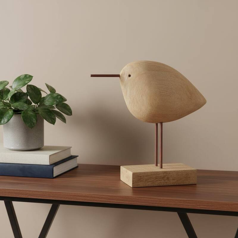 HomeRoots 11" Brown Solid Wood And Iron Bird Abstract Tabletop Sculpture - 11.00 in. x 10.50 in. x 3.54 in. - Brown - 11.00 in. x 10.50 in. x 3.54 in.