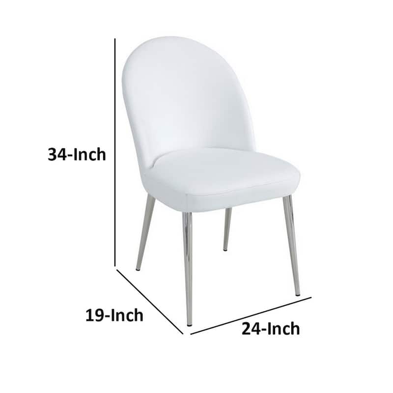 Chrome/White Faux Leather Upholstered Metal Frame Dining Chair, Set of 2, Sturdy Dining Chair for Dining Rooms - 17.5