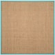 SAFAVIEH Natural Fiber Marina Basketweave Seagrass Rug - 4' x 4' Square - Natural/Teal
