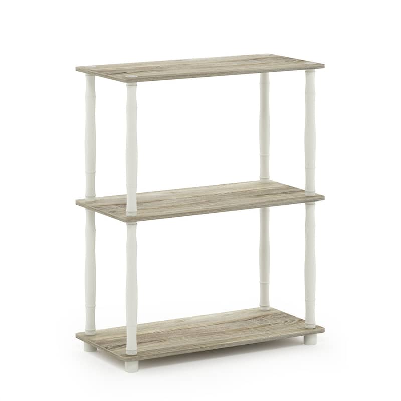 3 Tiers Wood Household Shelving Unit in Oak/White (23.6 in. W x 29.5 in. H x 11.4 in. D) - 23. 6