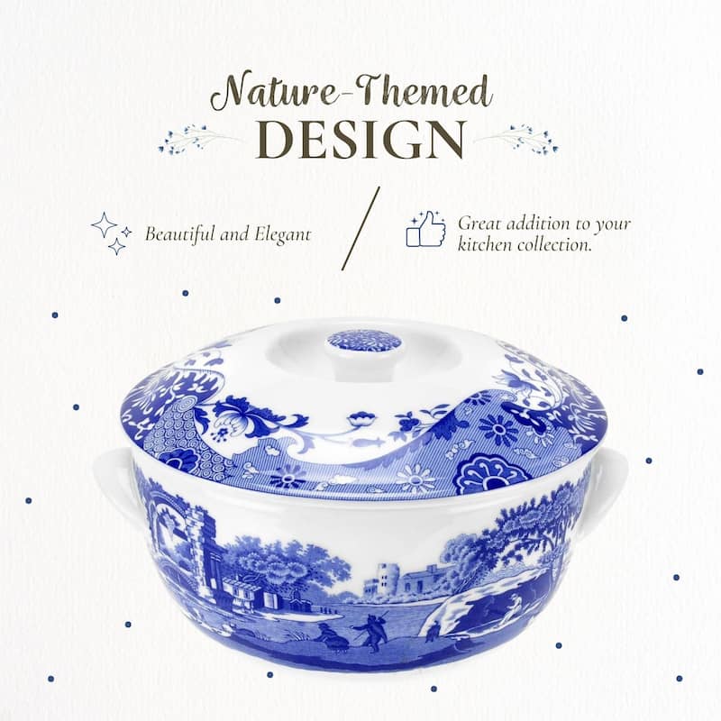 Spode Blue Italian Round Covered Deep Dish