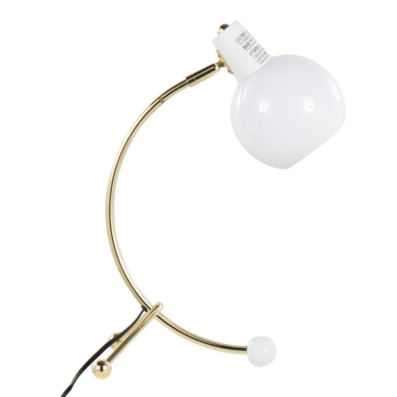 Contemporary Task Lamp in Gold Metal and White Plastic Shade by LumiSource