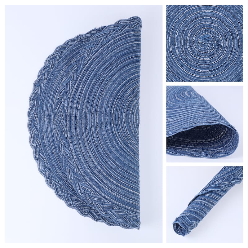 Rustic Placemats Set of 6 Placemats for Dining Table Decor Indoor Outdoor Washable Kitchen Table Mat Wipe Clean 15*15in - Blue